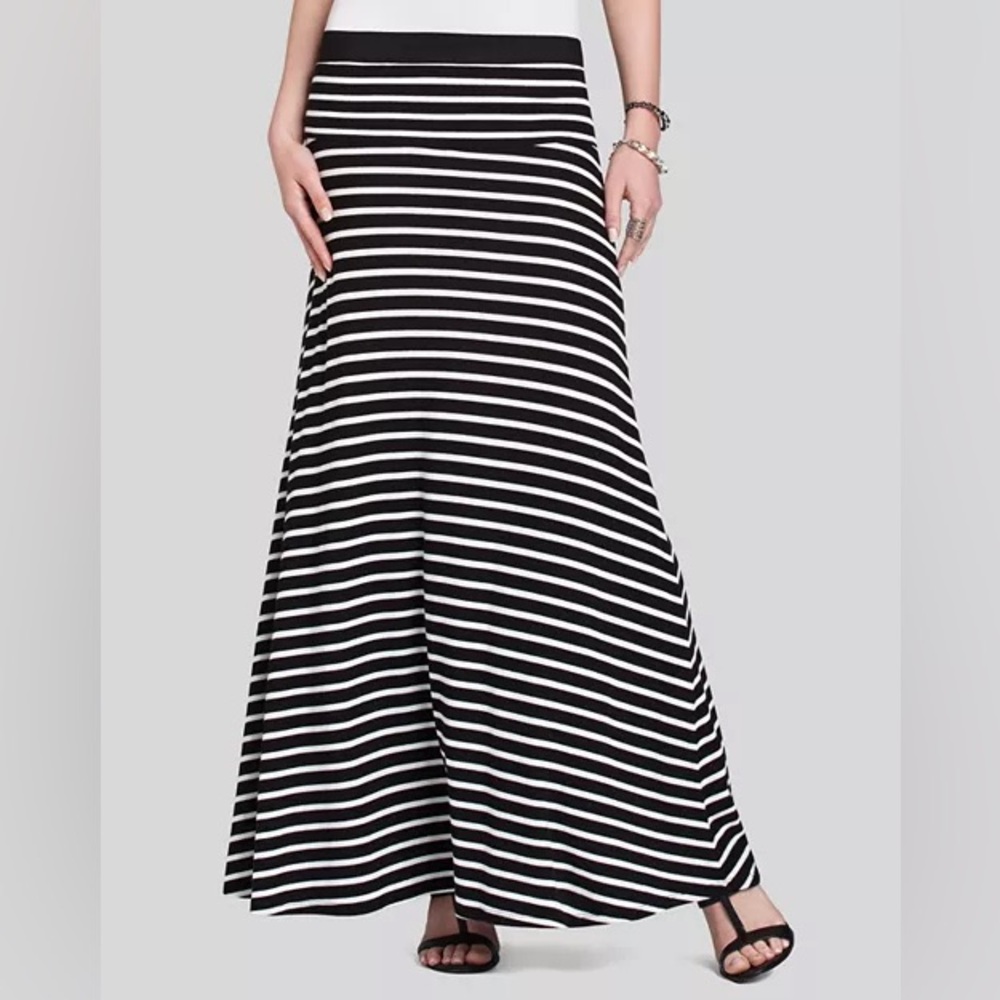 BCBGMAXAZRIA Karolin Stripe Black & White Maxi Skirt with‎ stretch Size XS